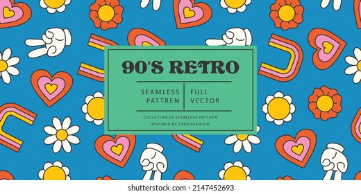90S Retro Seamless Abstract Shapes Background