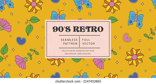 90S Retro Seamless Abstract Shapes Background