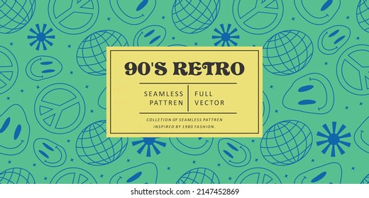 90S Retro Seamless Abstract Shapes Background