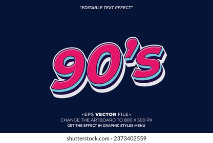 90's retro style editable text effect template vector 