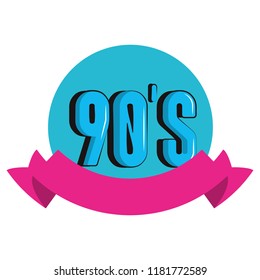 90s retro symbol cartoon round icon