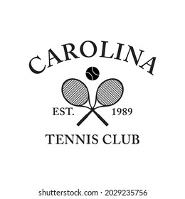 90s Retro Tennis court sports black white type Tennis Club slogan print.