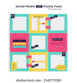 90s retro trendy instagram social media puzzle feed post template