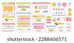 90s retro vaporwave old desktop user interface elements. Cute nostalgic computer ui, vintage aesthetic icons and windows vector set. 90s interface digital, retro window computer stock illustration