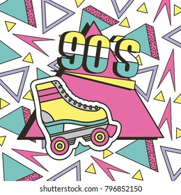 the 90s roller skate memphis geometric abstract design