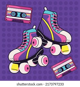 90s roller skates cassette design