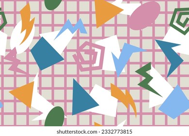 90s seamless pattern colourful memphis style retro background or retro 80s wallpaper vector