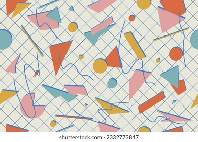 Patrón ininterrumpido de los años 90 memphis colorido estilo retrotro fondo o vectores de papel pintado retro de los años 80