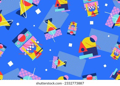 Patrón ininterrumpido de los años 90 memphis colorido estilo retrotro fondo o vectores de papel pintado retro de los años 80
