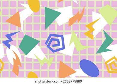 Patrón ininterrumpido de los años 90 memphis colorido estilo retrotro fondo o vectores de papel pintado retro de los años 80