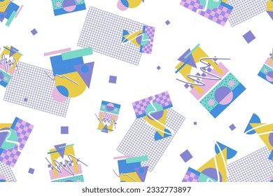 Patrón ininterrumpido de los años 90 memphis colorido estilo retrotro fondo o vectores de papel pintado retro de los años 80
