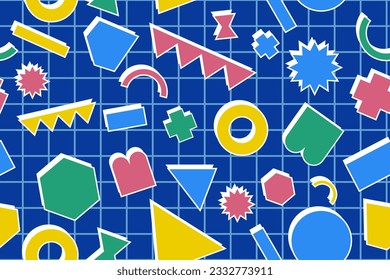 90s seamless pattern colourful memphis style retro background or retro 80s wallpaper vector