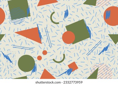 Patrón ininterrumpido de los años 90 memphis colorido estilo retrotro fondo o vectores de papel pintado retro de los años 80