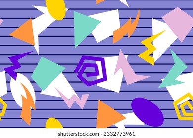 90s seamless pattern colourful memphis style retro background or retro 80s wallpaper vector