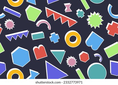 Patrón ininterrumpido de los años 90 memphis colorido estilo retrotro fondo o vectores de papel pintado retro de los años 80