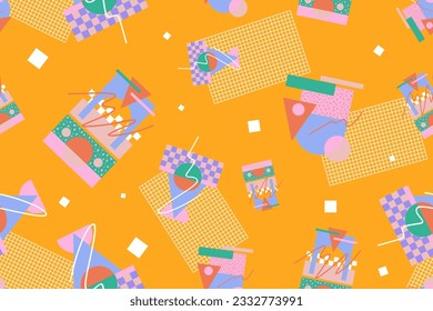 90er Jahre nahtlose Muster bunter Memphis-Stil Retro-Hintergrund oder Retro-80er-Bildschirmhintergrund
