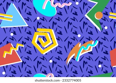 90er Jahre nahtlose Muster bunter Memphis-Stil Retro-Hintergrund oder Retro-80er-Bildschirmhintergrund