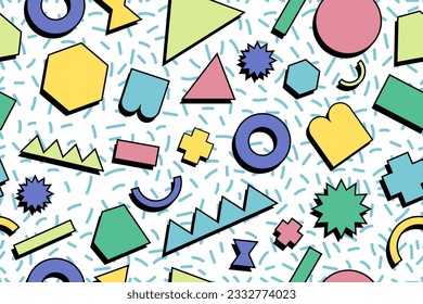 Patrón ininterrumpido de los años 90 memphis colorido estilo retrotro fondo o vectores de papel pintado retro de los años 80