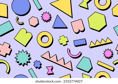 90s seamless pattern colourful memphis style retro background or retro 80s wallpaper vector