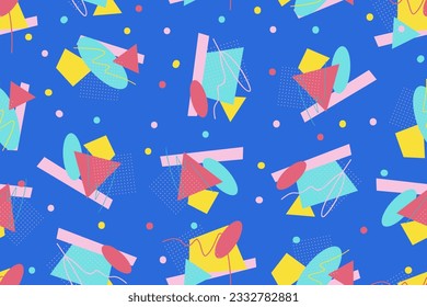 90s seamless pattern colourful memphis style retro background or retro 80s wallpaper vector