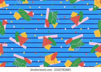 90s seamless pattern colourful memphis style retro background or retro 80s wallpaper vector