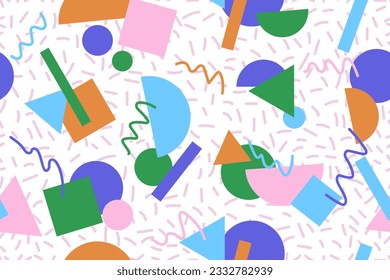 90s seamless pattern colourful memphis style retro background or retro 80s wallpaper vector