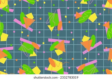 Patrón ininterrumpido de los años 90 memphis colorido estilo retrotro fondo o vectores de papel pintado retro de los años 80