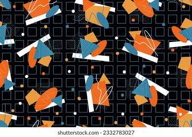 90s seamless pattern colourful memphis style retro background or retro 80s wallpaper vector