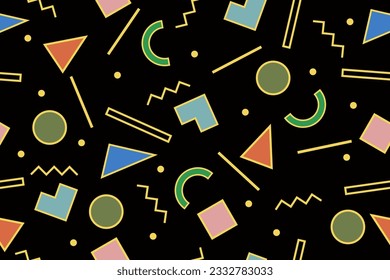 90s seamless pattern colourful memphis style retro background or retro 80s wallpaper vector