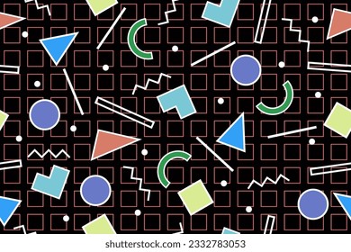 90s seamless pattern colourful memphis style retro background or retro 80s wallpaper vector