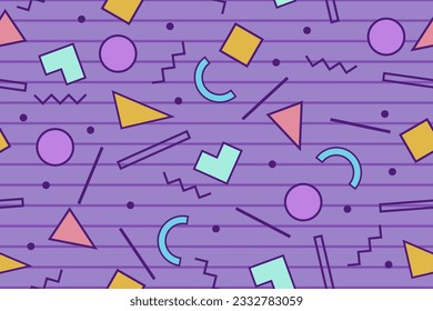 90s seamless pattern colourful memphis style retro background or retro 80s wallpaper vector