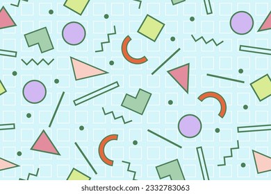 Patrón ininterrumpido de los años 90 memphis colorido estilo retrotro fondo o vectores de papel pintado retro de los años 80