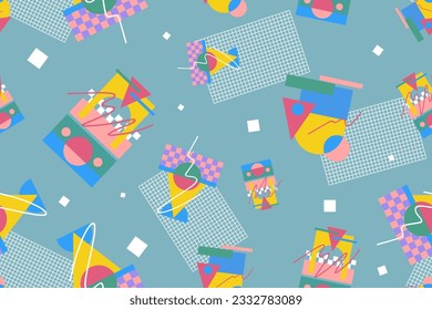 90s seamless pattern colourful memphis style retro background or retro 80s wallpaper vector