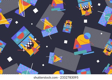 Patrón ininterrumpido de los años 90 memphis colorido estilo retrotro fondo o vectores de papel pintado retro de los años 80
