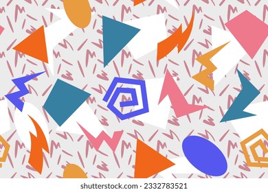 Patrón ininterrumpido de los años 90 memphis colorido estilo retrotro fondo o vectores de papel pintado retro de los años 80