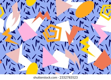 Patrón ininterrumpido de los años 90 memphis colorido estilo retrotro fondo o vectores de papel pintado retro de los años 80