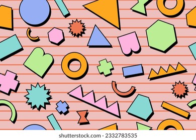 90s seamless pattern colourful memphis style retro background or retro 80s wallpaper vector