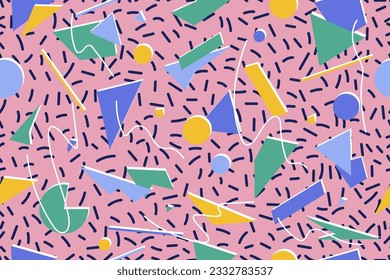 Patrón ininterrumpido de los años 90 memphis colorido estilo retrotro fondo o vectores de papel pintado retro de los años 80