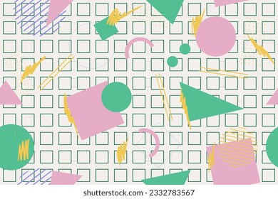 90s seamless pattern colourful memphis style retro background or retro 80s wallpaper vector