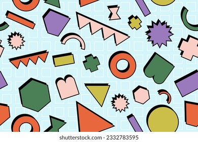 90s seamless pattern colourful memphis style retro background or retro 80s wallpaper vector