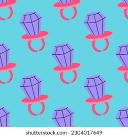 90s seamless pattern with lollipop on blue background. Vector background in cartoon 80s 90s pop art comic style.