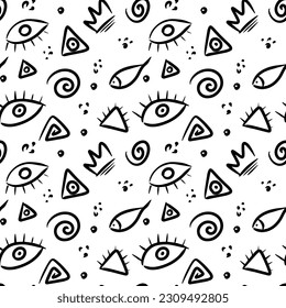 90s seamless pattern squiggle random. Vector illustration