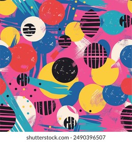 90s seamless pattern style retro background or retro 80s wallpaper vector