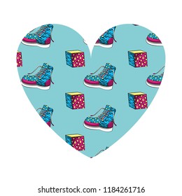 90s shoes and cubes emblem frame