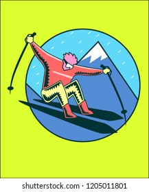 90s ski badge design 