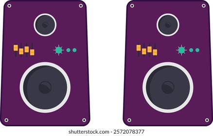 90s speakers in flat style. Hand drawn vector vintage illustration. Music retro icon