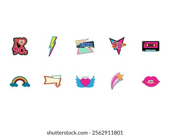 90s Sticker Illustration Element Set