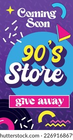 90's store template. story for social media. vector illustration