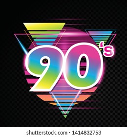 90s Style Abstract Label Graphic Design Vector Background