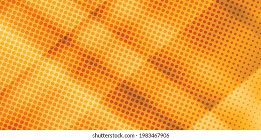 90-s style. Creative illustration in halftone style with orange gradient. Abstract colorful geometric background. Pattern for wallpaper, web page, textures.